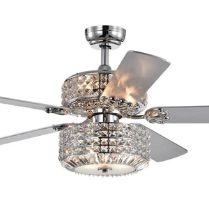 Walter 52 in. Chrome Indoor Remote Controlled Ceiling Fan with Light Kit - Picture 1 of 5