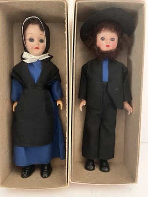 PAR Muñecas Amish De Colección Niña y Niño Ojos Dormidos 7" Knickerbocker NUEVO en Caja Foto 1 de 4