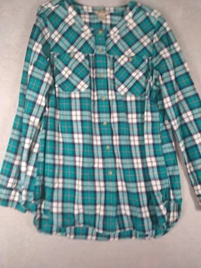 Duluth Trading Free Swingin Flannel Tunic Women's Large Button Up Shirt Plaid - Picture 1 of 9