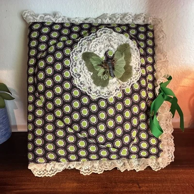 Vintage Handmade Puffy Satin Fabric 90s 1990s Lace Fabric Heart Photo Album Girl - Image 1 of 4