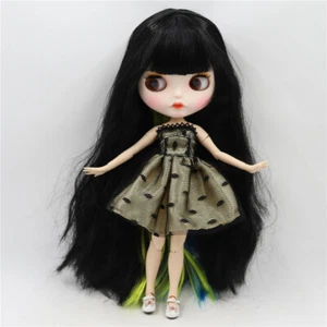 12" Blythe doll Nude Joint Body black mixed colorful hair matte face carved Lips - Picture 1 of 3