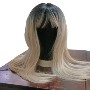 Long Blonde, Light Brown With Dark Roots Frosted Wig - Picture 1 of 6