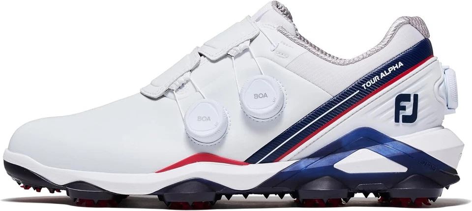 FootJoy Golf Shoes TOUR ALPHA TRIPLE BOA WIDE 55547 White Navy Red US7.5(25.5cm)