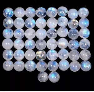 100 Pieces Lot Natural Rainbow Moonstone Round Shape Loose Stone Cabochon 5 MM - Picture 1 of 4