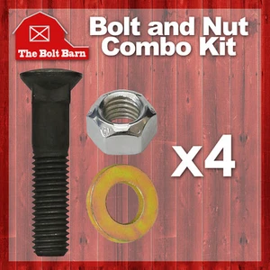 (4) 5/8-11x4-1/2 Grade 8 Dome Head Plow Bolts 5/8-11 Hex Lock Nuts & Washers - Bild 1 von 3