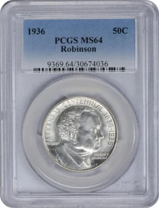 1936 Robinson Commemorative Silver Half MS64 PCGS - Bild 1 von 2
