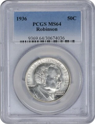 1936 Robinson Commemorative Silver Half MS64 PCGS - Image 1 of 2