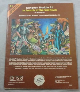 Dungeons and Dragons Module B1: Auf der Suche nach dem Unbekannten TSR9023 Lvls 1-3 1981 - Bild 1 von 3