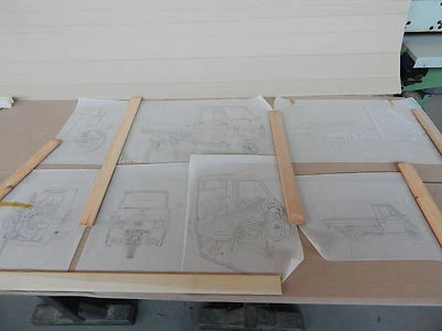 LOTTO DISEGNO TECNICO ORIGINALI TIPO PIAGGIO APE CAR  - Immagine 1 di 4