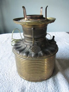 antique brass banquet drop in kerosene oil lamp font part 5" (electrified - Picture 1 of 9