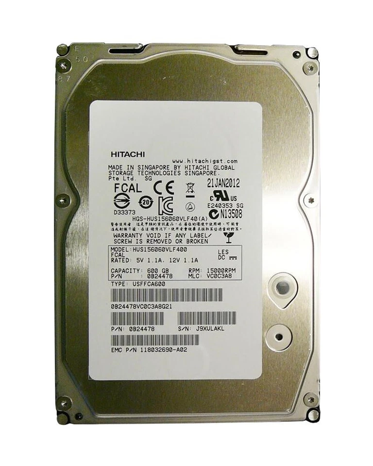 HITACHI 600GB 15000 RPM 0B24526 3.5 HARD DRIVE HUS156060VLF400  - Image 1 of 1