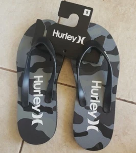 Hurley Men's Black & Gray Flip Flops Camouflage - NWT Sizes 9 - Picture 1 of 8