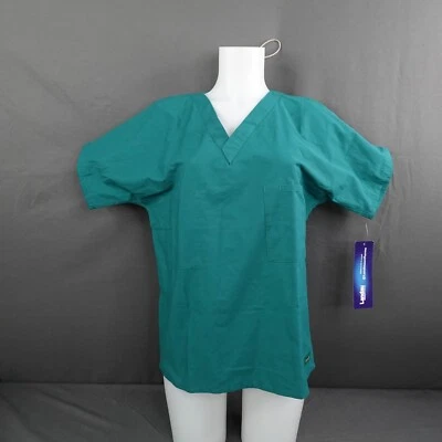 Blusa Médica Landau XSM Verde Azulado Uniforme Salón Cuello en V Manga Corta Básica Todos los Días NUEVA Foto 1 de 4