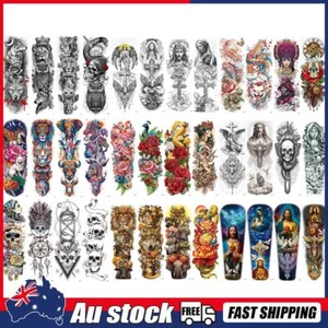 4Pcs Full Sleeve Tattoo Removable Disposable Tattoo Sticker for Adults Men Women - Picture 1 of 17