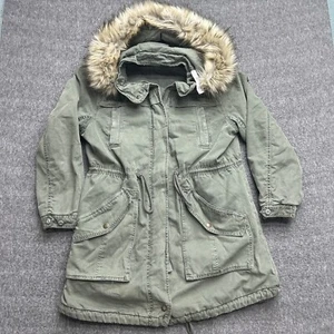 American Eagle Parka Jacket XL Womens Green Faux Fur Safari Gorp Canvas - Picture 1 of 13