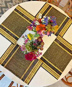 Vintage MCM Bamboo Table Runner with Matching Placemats set - Party Table - Picture 1 of 9