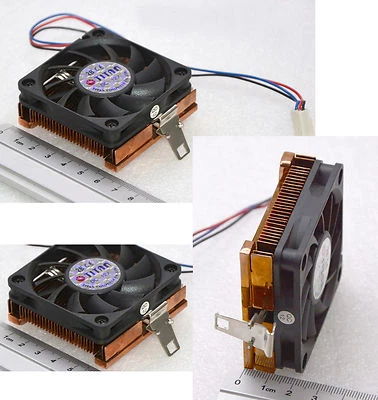 60x60mm COPPER COOLER CPU PENTIUM 90 100 133 166 200 233 K6 SOCKET 7 370 FLAT 98 - Image 1 of 3
