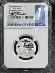 2022 S American Women Nina Otero-Warren Silver Proof Quarter NGC PF70 FDOI - Picture 1 of 2