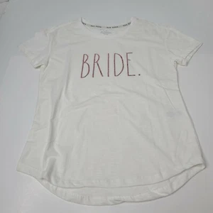 Rae Dunn Damen Glitzer Braut T-Shirt Weiß Kurzarm Hochzeit Verlobter Gr. XS - Bild 1 von 11