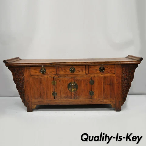 Antique Carved Hardwood Chinese Altar Console Table Sideboard Buffet Cabinet Cover