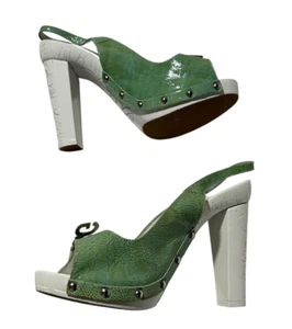 Vtg Y2K 2000's Dolce and Gabbana US 6.5 Slingback 4" Designer Aqua Heels w/Box - Picture 1 of 18