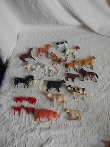 Lot 22 Farm Animal Figures Horses Cows Pig ErtI Red Played With - Picture 1 of 7