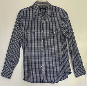 Vtg Wrangler Old School Cowboy Plaid Pearl Snaps LongSleeve Mens Shirt*Chest 40" - Picture 1 of 9