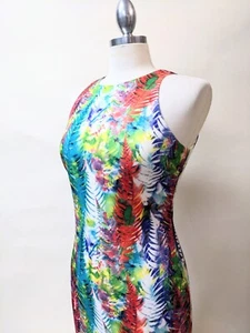 Alexia Admor Dress Tropical Fern Watercolor Print Body Con Sheath S - Picture 1 of 6