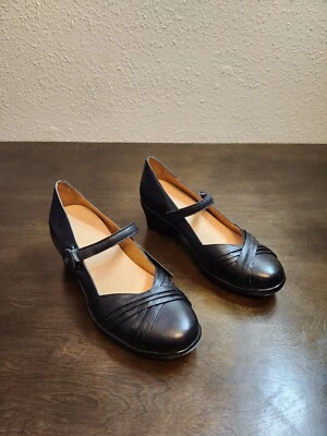 Dr. Comfort Cindee Women's Black Leather Mary Jane Wedge Heel Sandal Size 9.5M - Image 1 of 4