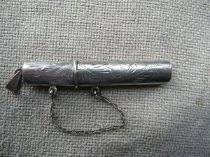 Vintage Small Italian Etched design Solid Silver Case/Holder, Pendant,marked 925 - Picture 1 of 23