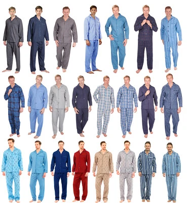Mens Traditional Pyjamas 2 Piece Classic Set Hospital Top + Bottoms Size S - XXL
