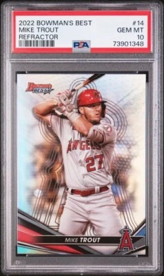 2022 Bowman's Best #14 Mike Trout Refractor PSA 10 - Image 1 of 2