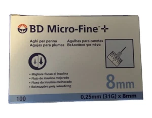 100 Agujas 1 caja BD MICRO FINE 8mm Diabetes - Bild 1 von 2