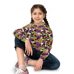 Spooky Halloween Cat-Themed Children's Hoodie, Kid's Top, Halloween Apparel - Picture 1 of 11