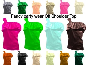 One shoulder Top Satin Party Wear New Designer Sexy Girl's Top Casual Wear S88-1 - Picture 1 of 43