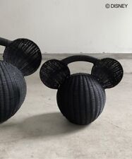 Kis Design Disney Mickey Mouse Wicker Bag S Black  Rattan Handmade From Japan