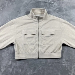Aerie Cropped Jacket Womens Small Corduroy Cream Zip Up Groove On Crop - Picture 1 of 10