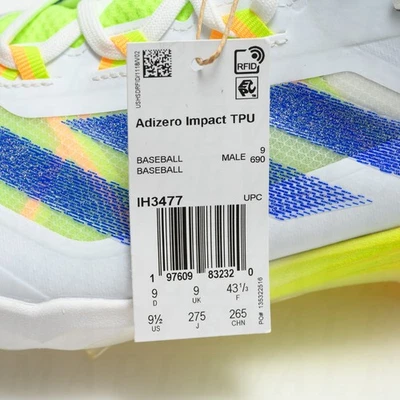 Adidas Adizero Impact TPU Men’s Warp Speed Baseball Cleats - White IH3477 NEW - Image 1 of 4