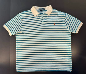 Polo by Ralph Lauren XL Polo weiß blau gestreift orange Logo - Bild 1 von 3