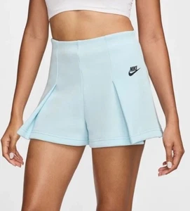 NEW Small Women's Nike Sportswear Tech Fleece High Rise Pleated Shorts Blue - Picture 1 of 7