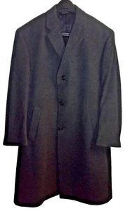 MENS GRAY 100% CASHMERE JOS A BANK 3 BUTTON OVERCOAT COAT 38S SHORT - Picture 1 of 14