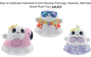 Celebrate Halloween 6'' Ghoulies Flamingo, Hawaiian, Mermaid Ghost Plushies Lot - Picture 1 of 16