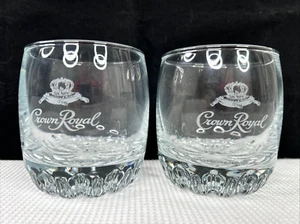 2 occhiali Crown Royal 8 oz Rocks logo sul lato fondo testurizzato barware usati in ottime condizioni - Foto 1 di 4