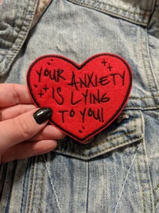 HANDMADE Anxiety Lies Iron On Patch MADE TO ORDER - Bild 1 von 2