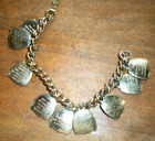 Vintage TEENS' 10 Commandments Charm Bracelet GOLD Tone 7" - 9 CHARMS - READ!