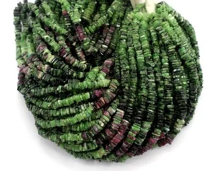 16" Long Strand AAA Quality Natural Ruby Zoisite Heishi Beads 4 MM Gemstone - Picture 1 of 7
