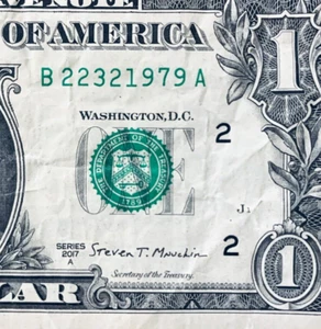 1979 Trailing Birth Year Note Fancy Serial Number One Dollar Bill B2232 1979A - Picture 1 of 3
