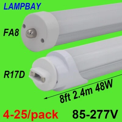 LED Tube Light 8ft 2.4m F96 Retrofit Bulb 40W 48W FA8 R17D(HO) Rotated Lamp 110V - Image 1 of 4