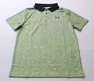 Under Armour Boy's Matchplay Printed Polo Shirt BL1 Green Youth Medium NWT - Picture 1 of 4