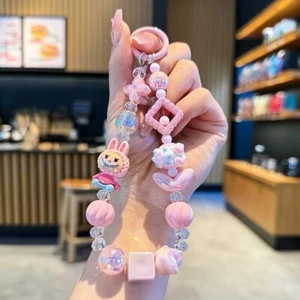 Labubu phone strap keychain wristband with charms - blue - Picture 1 of 5